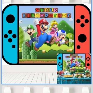 Super Mario Backdrop for Birthday Party Video Game Background 7x5 ft